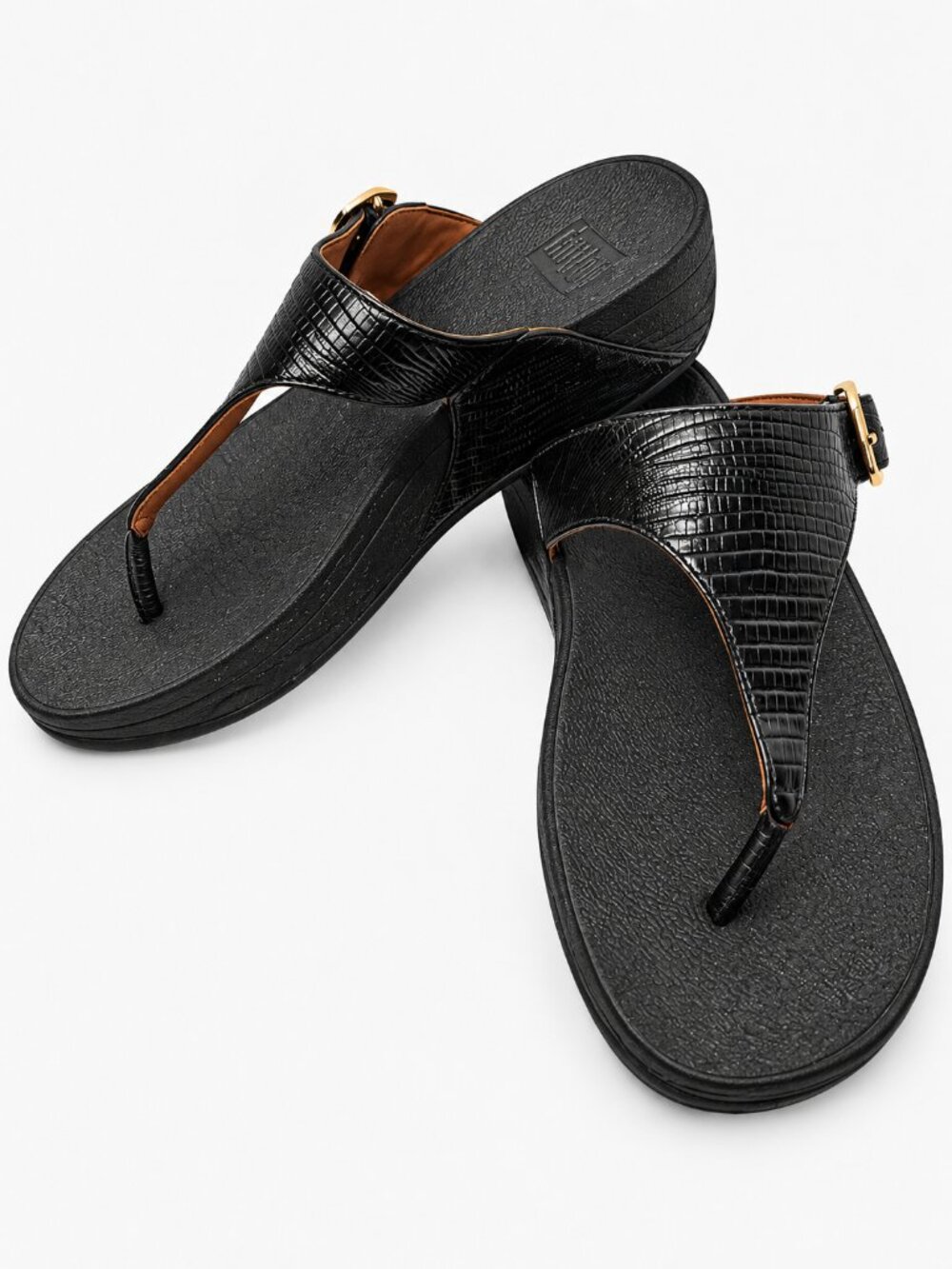 FitFlop Black Textured Thong Sandals, Women’s Size 7 (UK 5/EU 38)